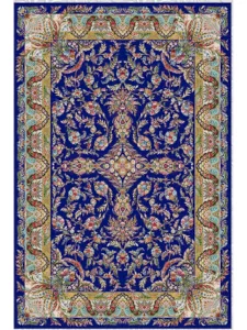 فرش ماشینی ابریشمی طرح دستباف مشکی 1500 شانه کد 5513