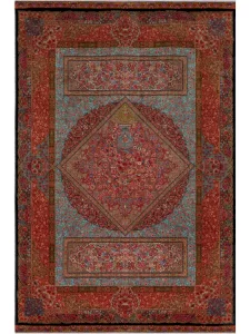فرش ماشینی ابریشمی طرح دستباف لاکی 1500 شانه کد 5537