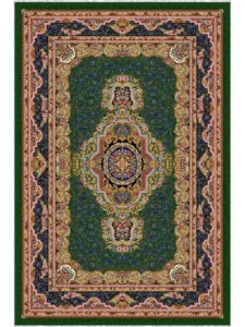 فرش ماشینی ابریشمی طرح دستباف مشکی 1500 شانه کد 5519