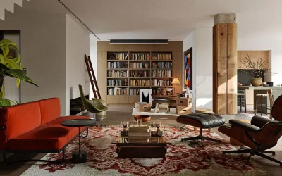 طراحی دکوراسیون اتاق نشیمن برای دوستدارن کتاب