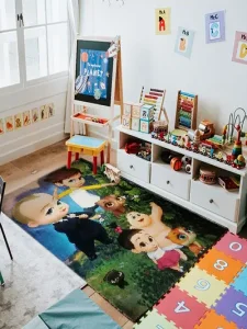 فرش ماشینی اتاق کودک طرح باب اسفنجی