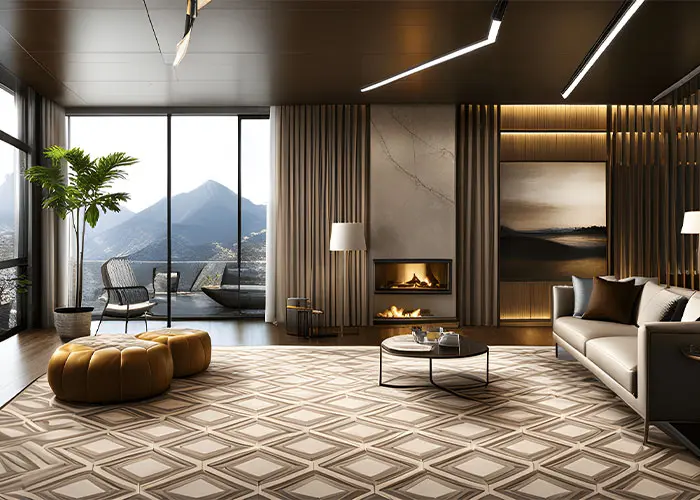 فرش قهوه ای با الگوهای مدرن