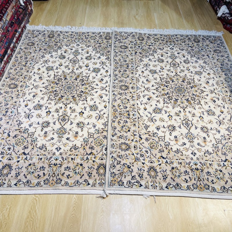 جفت قالیچه گل ابریشم کاشان