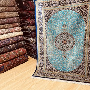 قالیچه ۷۵ رج تمام ابریشم قم