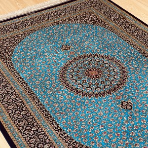 قالیچه ۷۵ رج تمام ابریشم قم