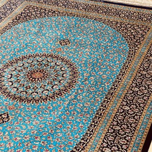 قالیچه ۷۵ رج تمام ابریشم قم