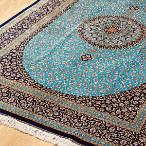 قالیچه ۷۵ رج تمام ابریشم قم