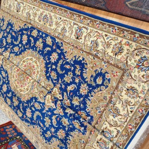 جفت قالیچه آکبند کرک و ابریشم کاشان