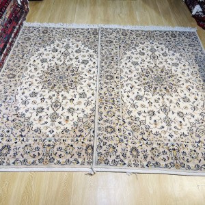 جفت قالیچه گل ابریشم کاشان