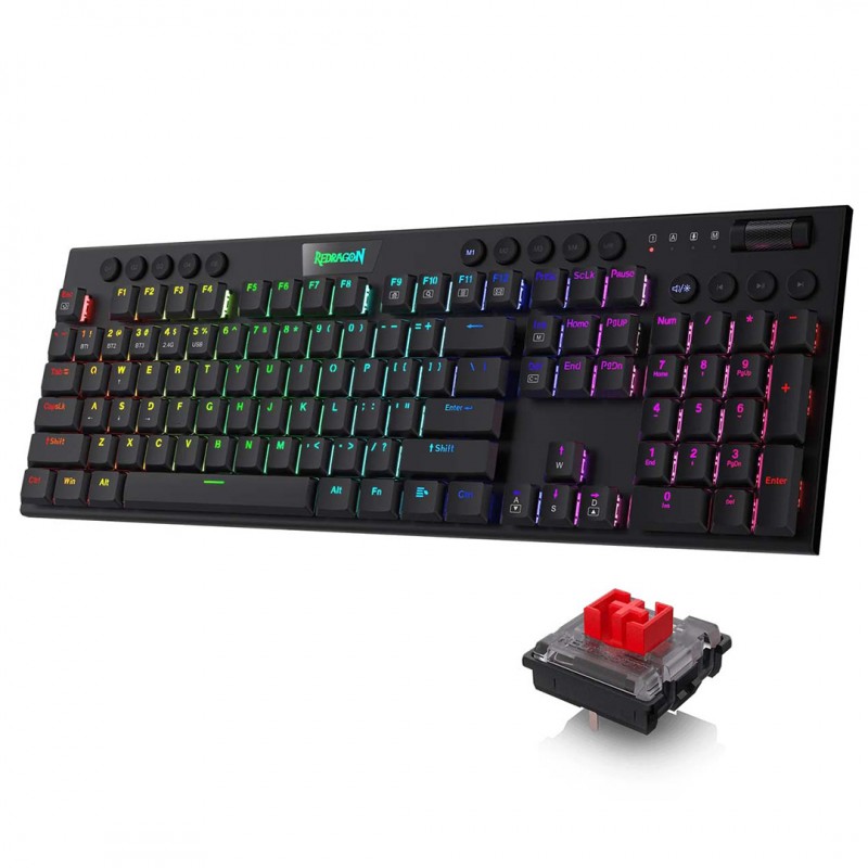 کیبورد مکانیکی ردراگون مدل Redragon Horus Pro K618 RGB سوئیچ قرمز