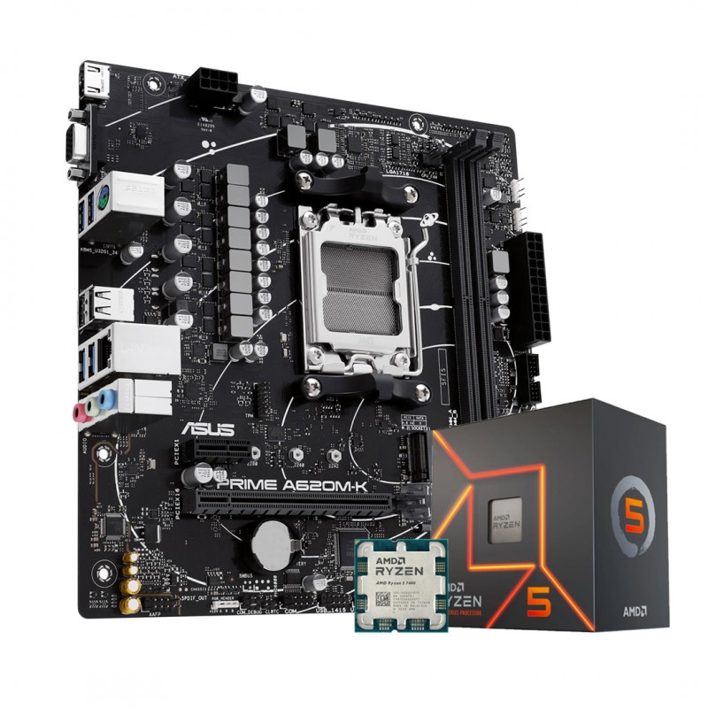 باندل مادربرد ایسوس A620M-K به همراه پردازنده Ryzen 5 7500F