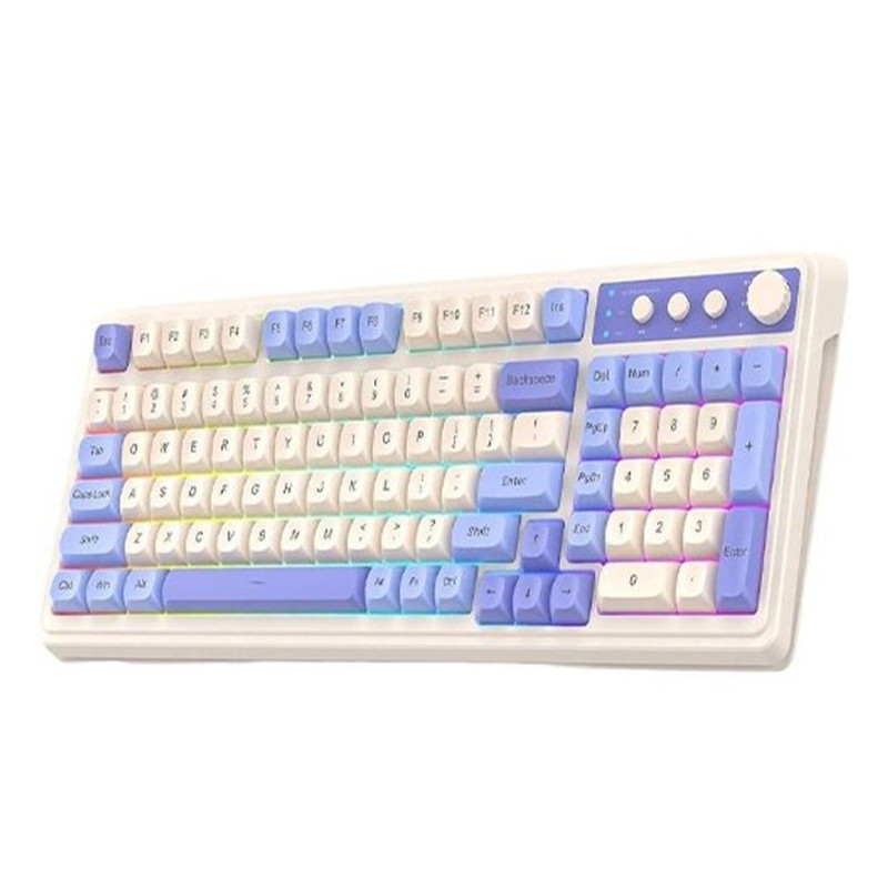 کیبورد مخصوص بازی آئولا مدل AULA S99  کرم - بنفش