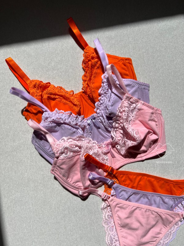 ست شورت و سوتین  نخ و دانتل  کد 73