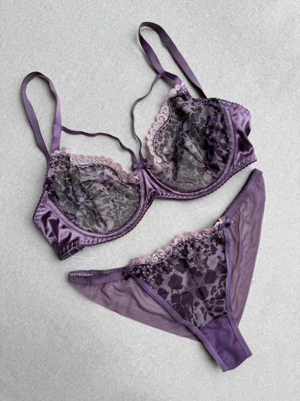 ست حریر طرحدار  LAVENDER کد 182