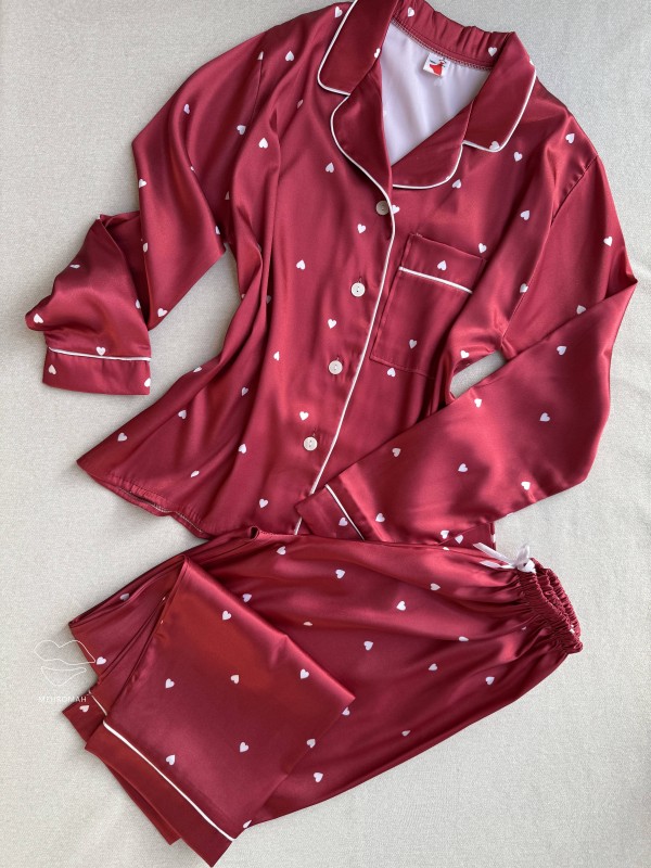 ست بلوز و شلوار ساتن قلبی کد211