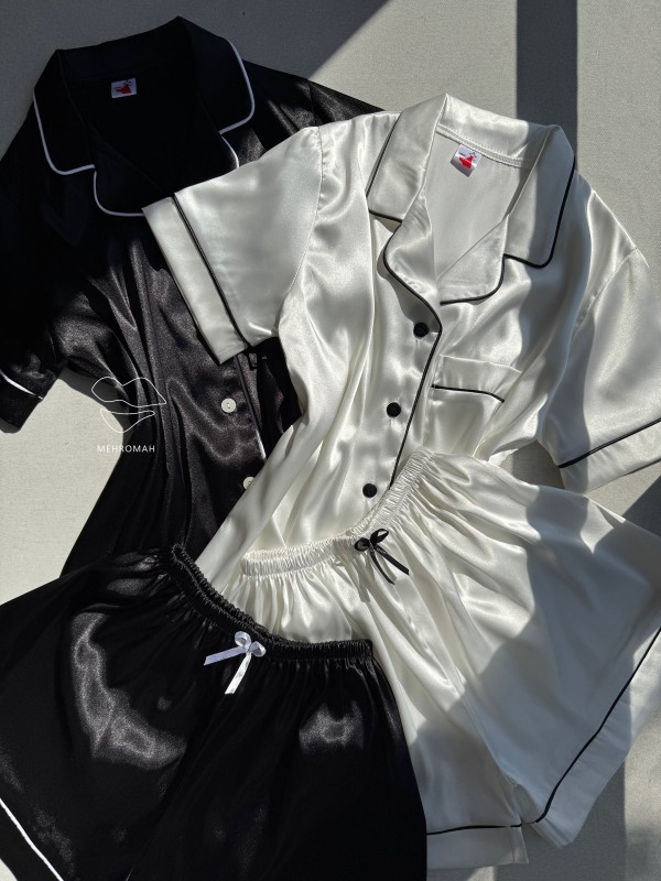 ست ساتن آستین کوتاه و شلوارک  کد 335