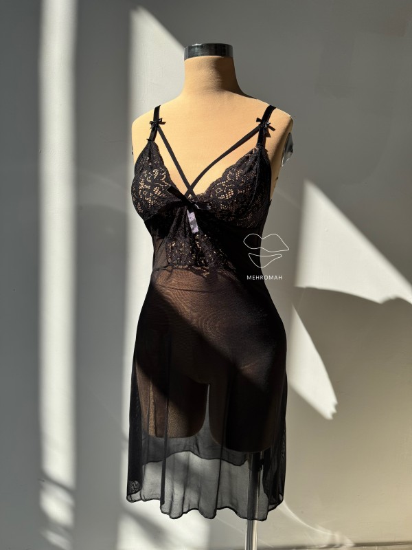 پیراهن خواب تور شیشه‌ای هارنسی کد 400