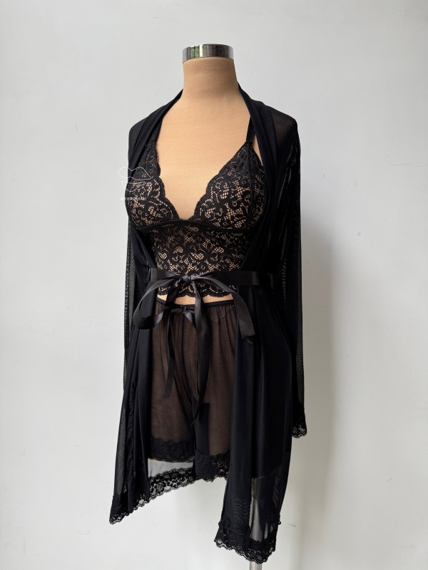 ست سه تکه حریر با ربدو کد 431