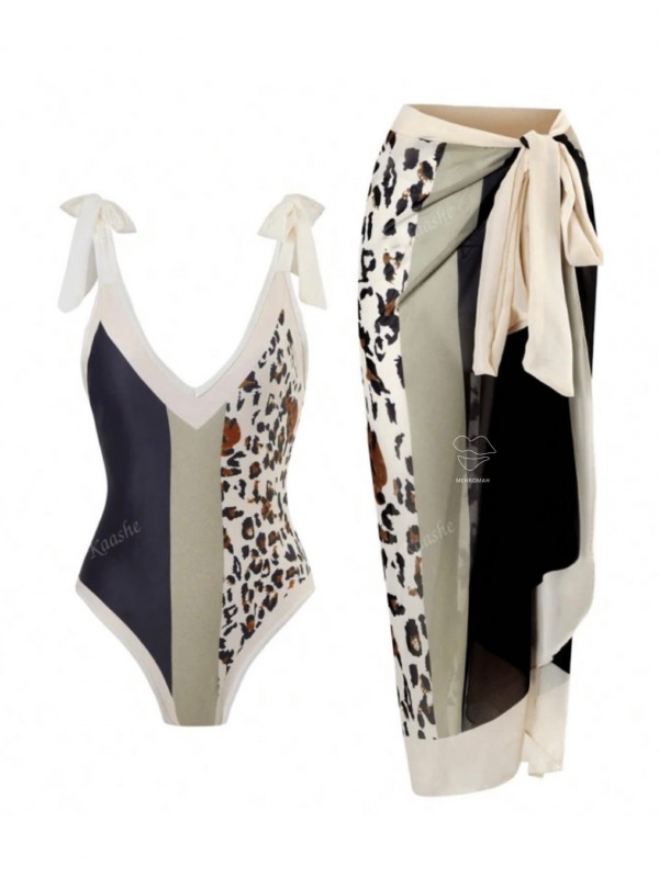 مایو  پلنگی و کاور دامنی  کد 464