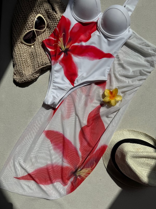 مایو و کاور دامنی گلدار کد 505