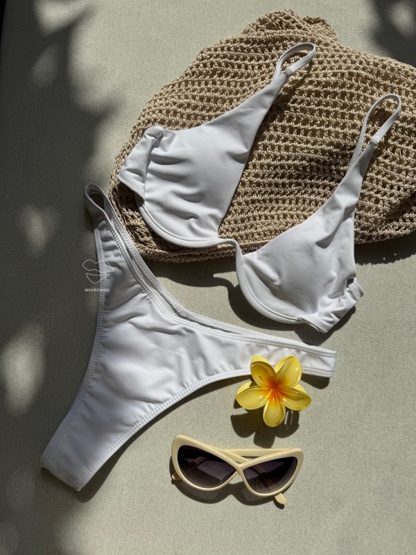 بیکینی سفید فنردار  کد 520