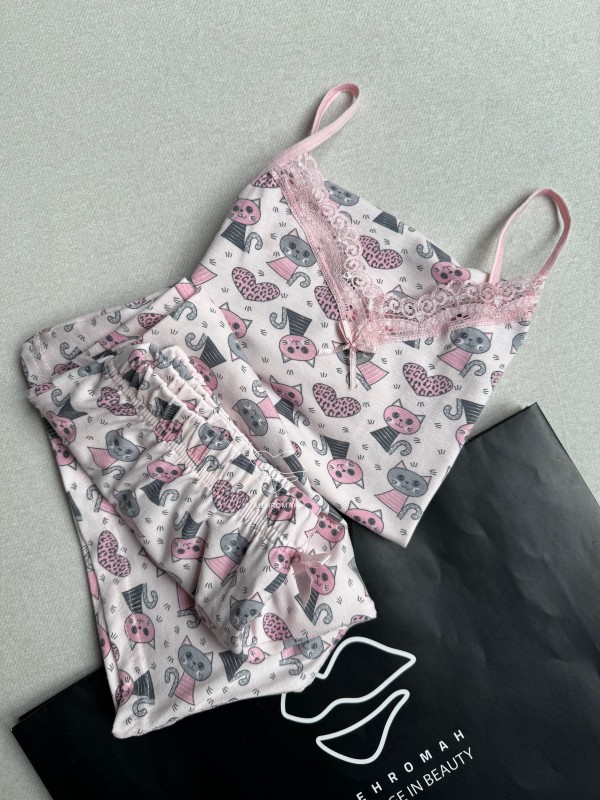 ست تاپ شلوارک نخ پنبه کد 124