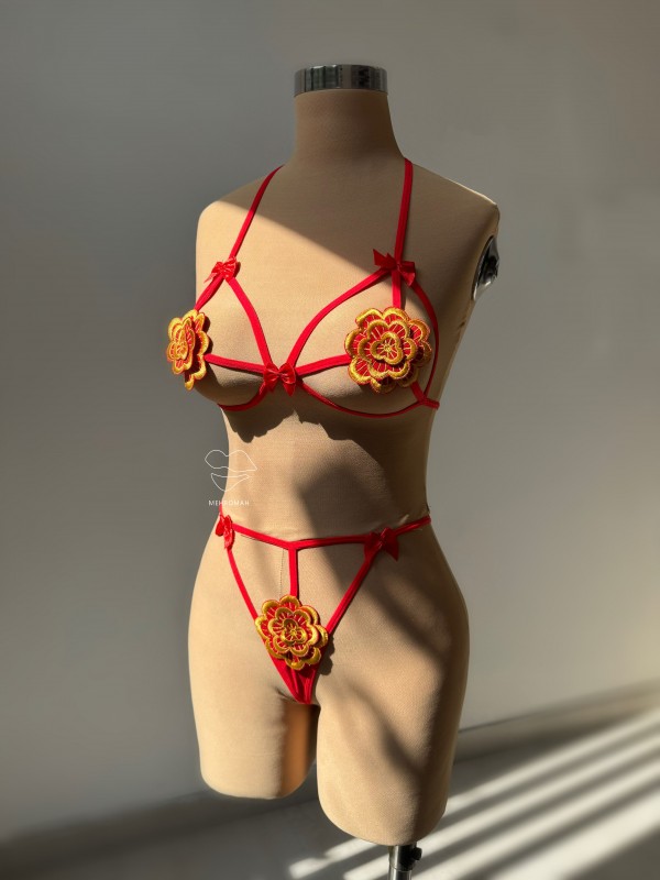 ست فانتزی نیپل گلدار کد 583