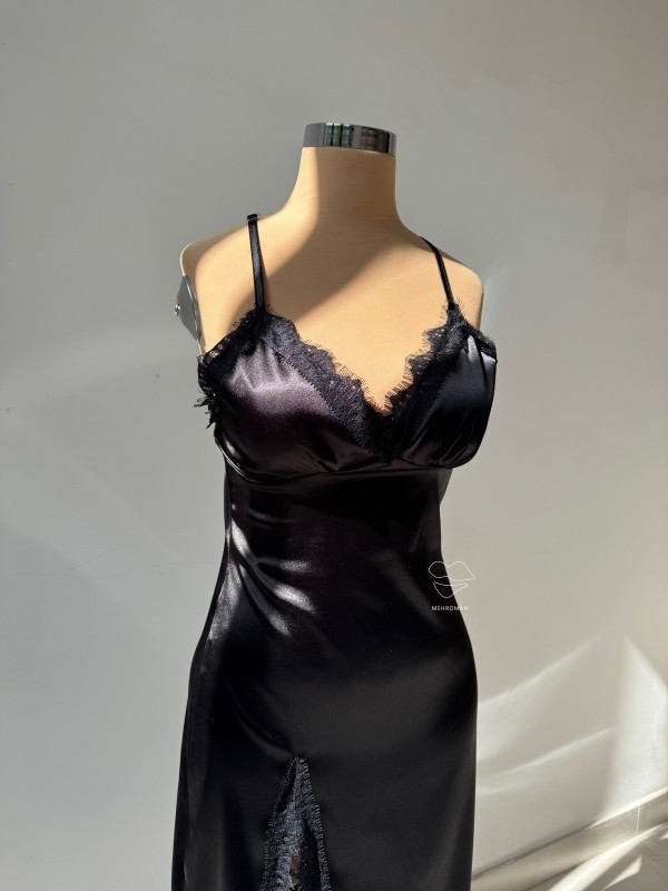 پیراهن ساتن ماکسی چاکدار کد 585