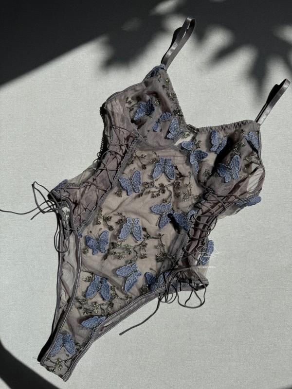 بادی حریر گلدوزی پروانه کد 595