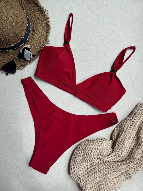 ست بیکینی  زرشکی مینیمال کد 616