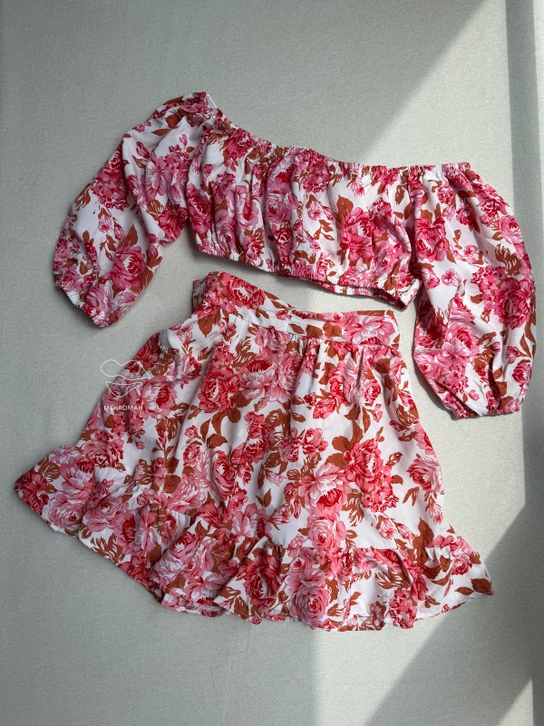 ست نیمتنه و دامن گل گلی کد 619