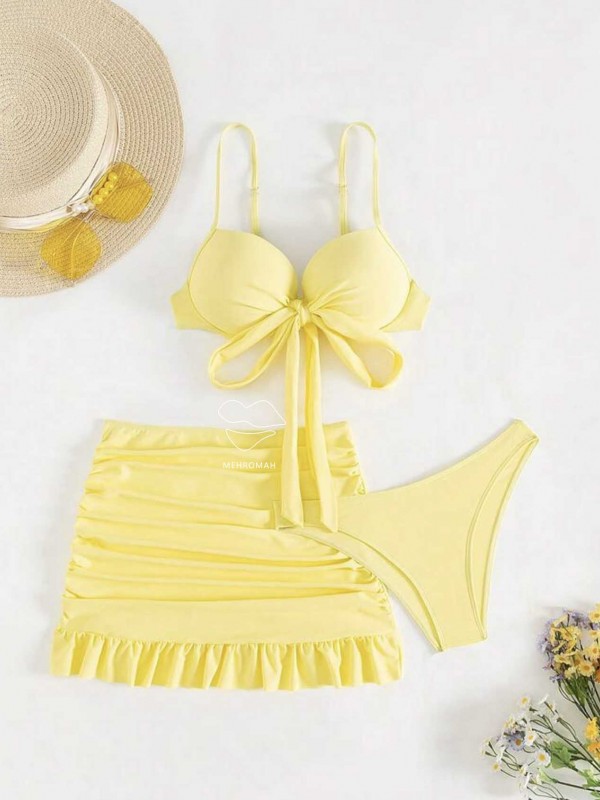 ست بیکینی فنردار لیمویی کد 640