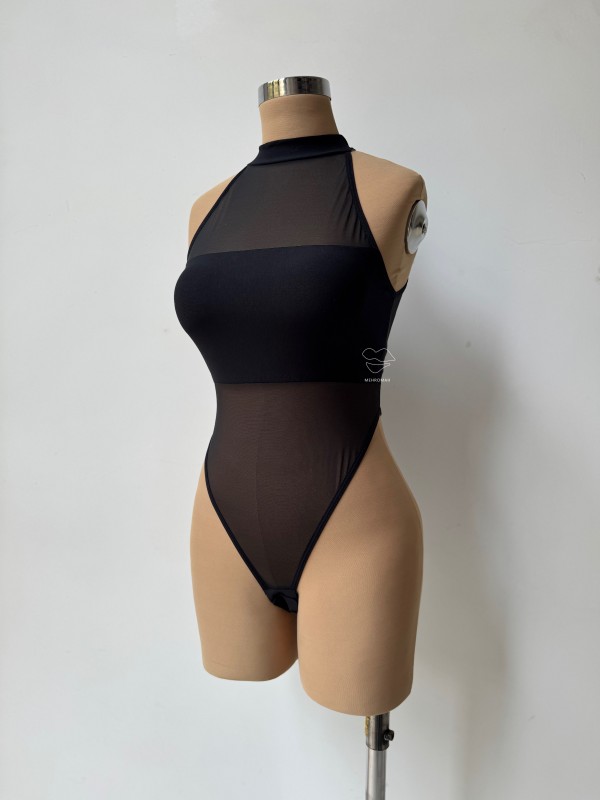 بادی مشکی حریر گردنی  کد 643