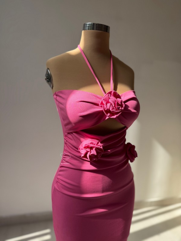 پیراهن دکلته گل برجسته کد 659