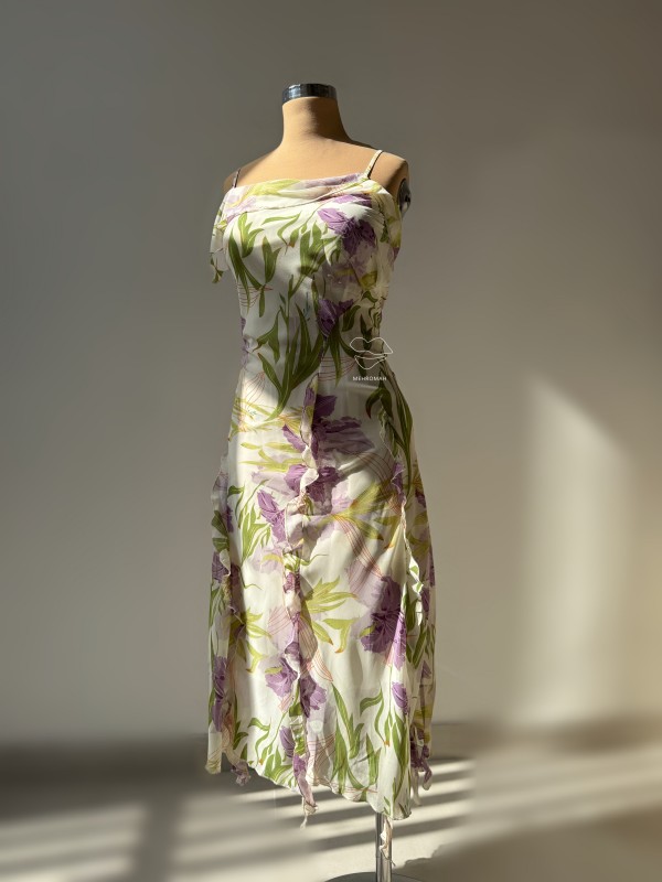 پیراهن حریر گل بنفش کد 660