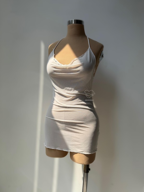 پیراهن حریر سفید کد 684