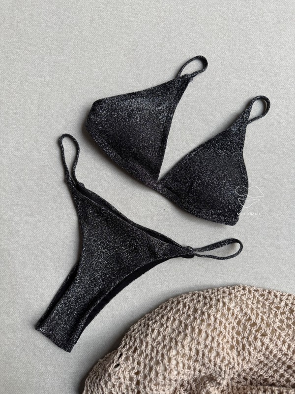 بیکینی مثلثی نقره ای کد 690