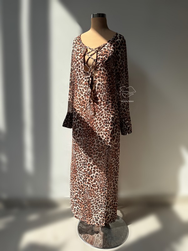 پیراهن پلنگی بلند زنانه کد 757