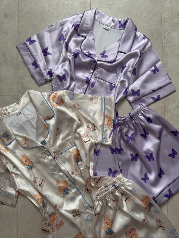 لباس خواب ساتن راحتی طرحدار کد 679