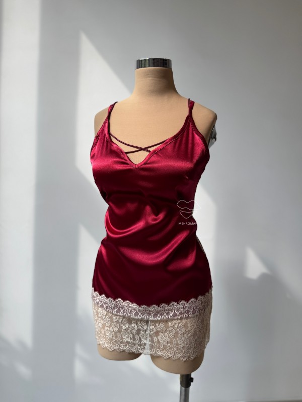 لباس خواب کوتاه پیراهنی ساتن کد 800