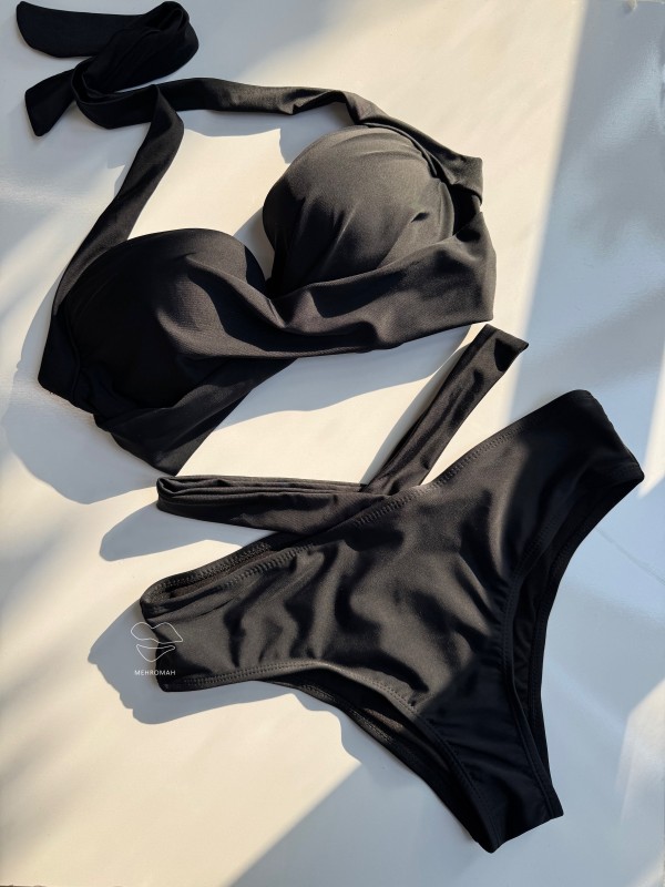 بیکینی کاپدار مشکی کد 923