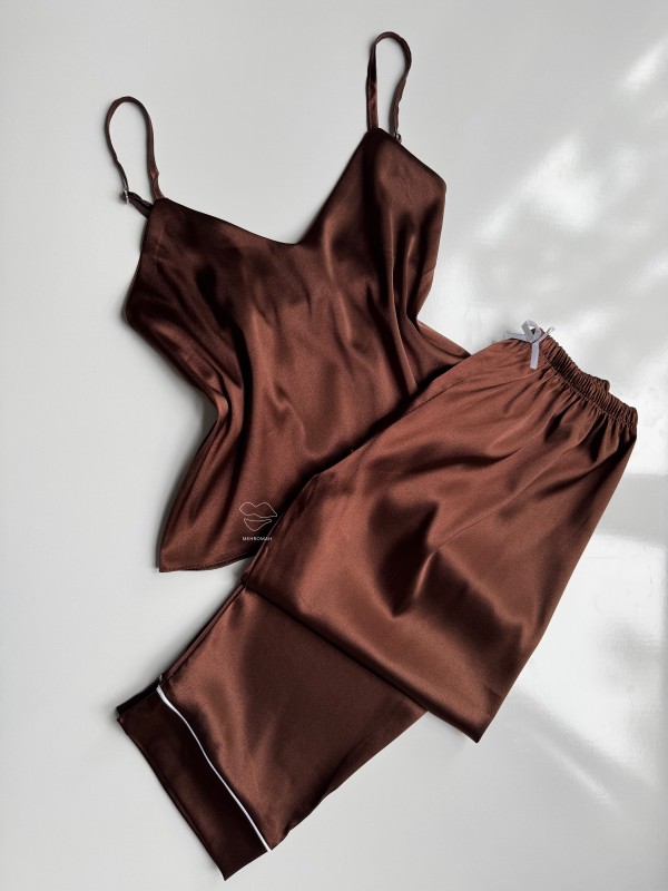 ست خواب قهوه ای ساتن کد 986