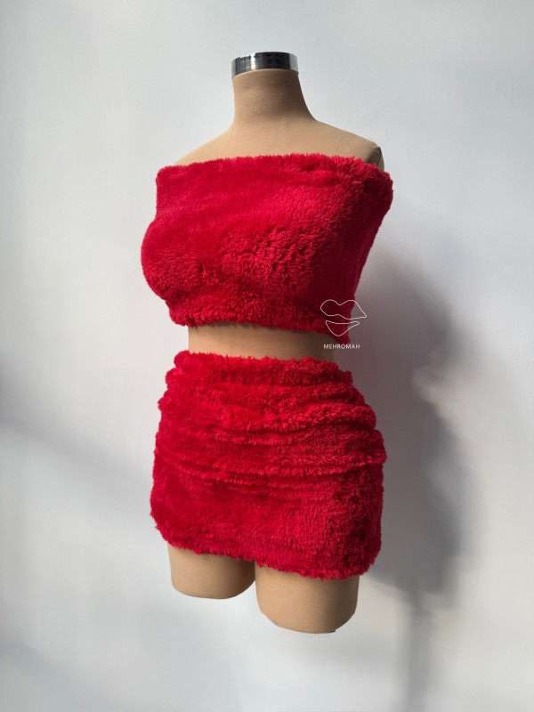 ست کراپ و دامن تدی کریسمسی کد 1027