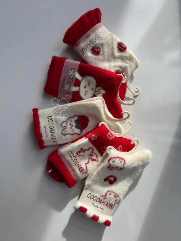 جوراب موهر نیم ساق توت فرنگی کد 1062