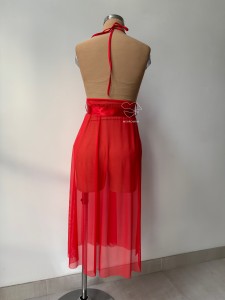 پیراهن بلند قرمز حریری