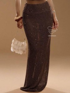 دامن بافت قهوه ای کد 900