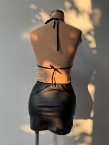 پیراهن چرم جلو ضربدری کد