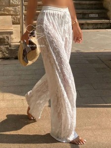 شلوار حریری گیپور سفید