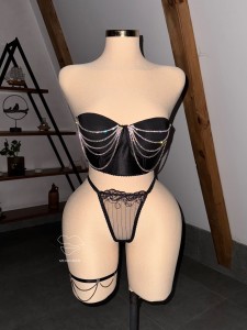 ست لباس زیر فانتزی نگین دار