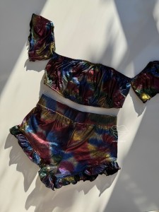 ست نیم تنه و شورتک هلوگرامی کد 1093